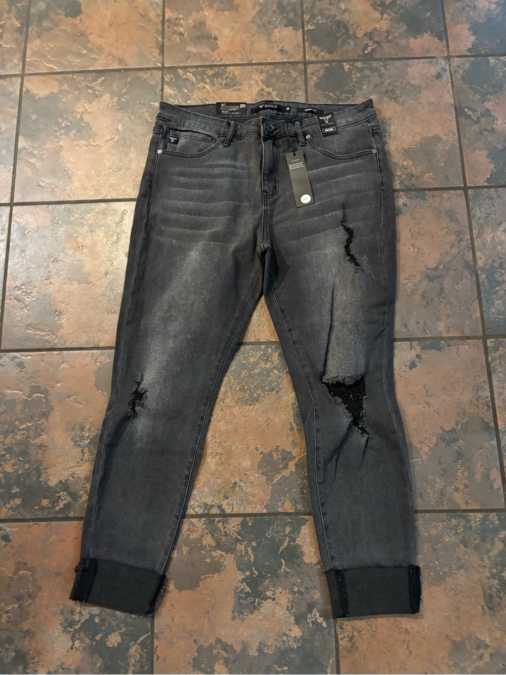 Lucky & Blessed Distressed Washed Black Boyfriend Jeans